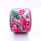 Designer's Shop WR 63-5200 Spring Summer Pink Rose, Red / Purple small floral and green leaf on white burlap wired edge ribbons, 2.5" x 10 yards
